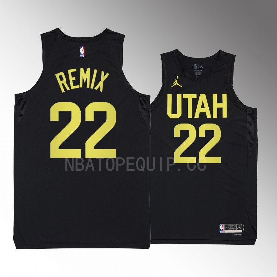 Remix Utah Jazz Black #22 Statement Edition Jersey Yth
