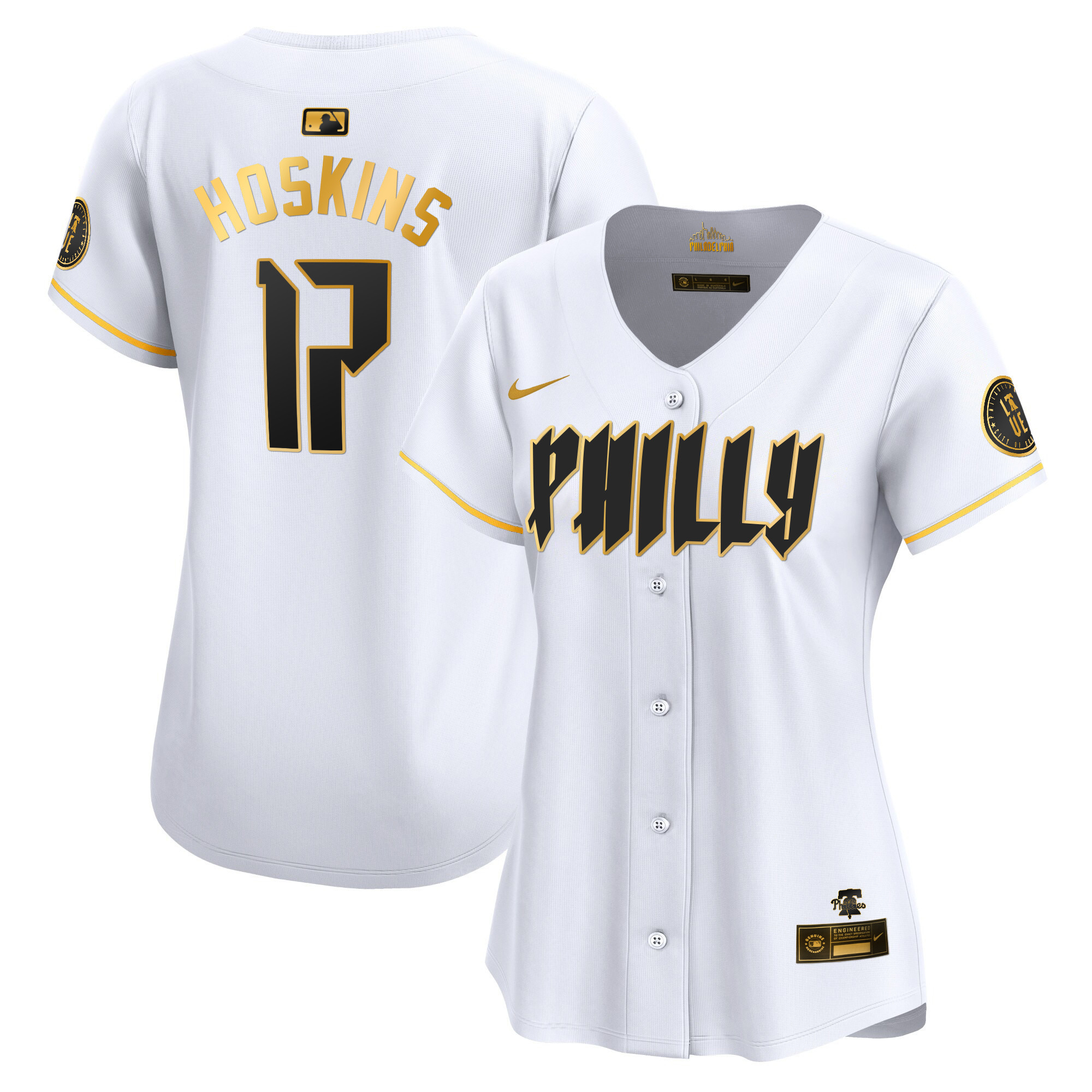 Rhys Hoskins Women's Philadelphia Phillies City Connect Vapor Premier Limited White Gold Jersey