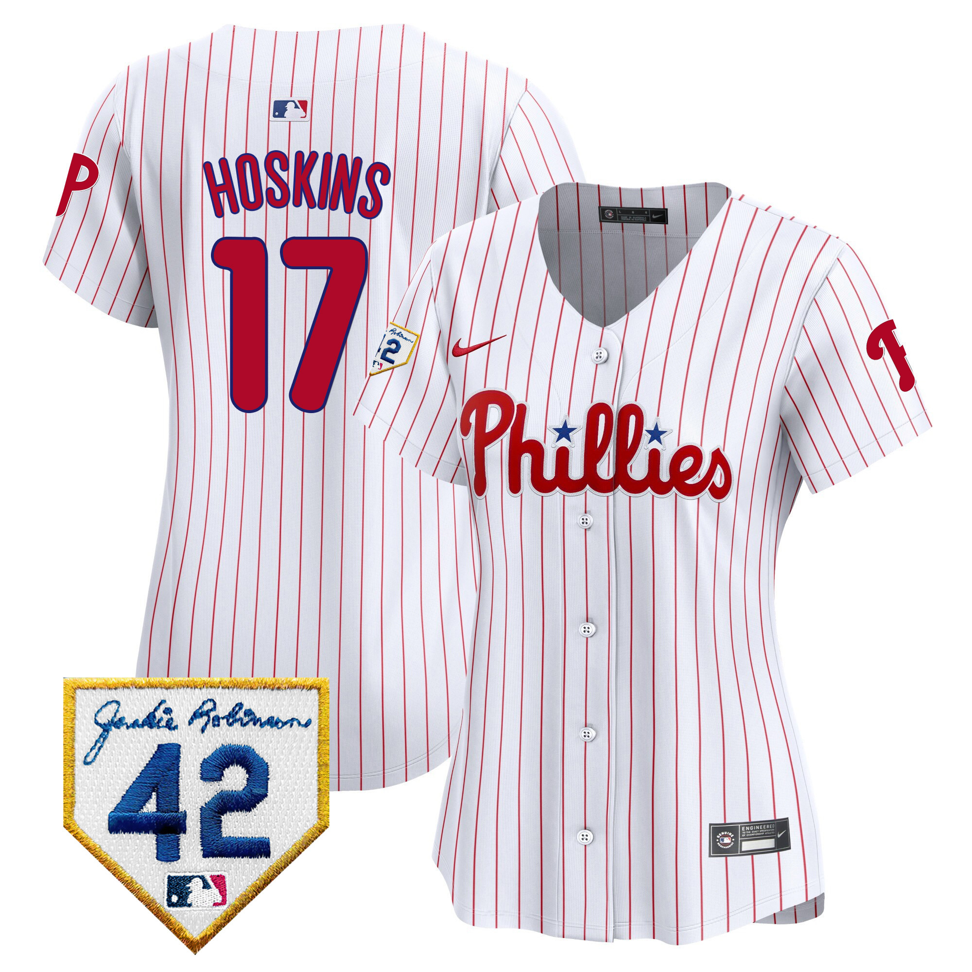Rhys Hoskins Women's Philadelphia Phillies Jackie Robinson Patch Vapor Premier Limited White Jersey