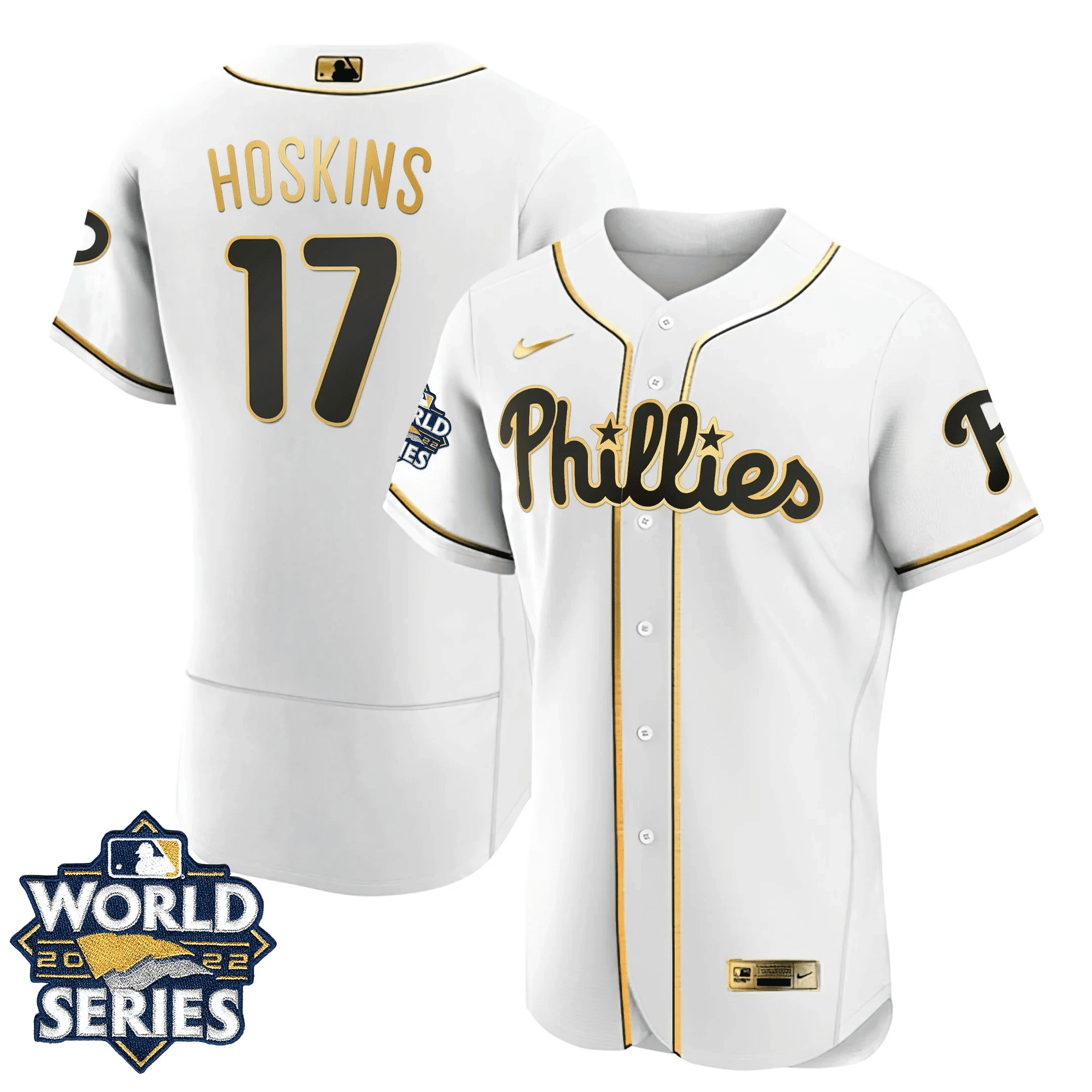 Rhys Hoskins Youth's Philadelphia Phillies Gold World Series Limited Flex White Jersey