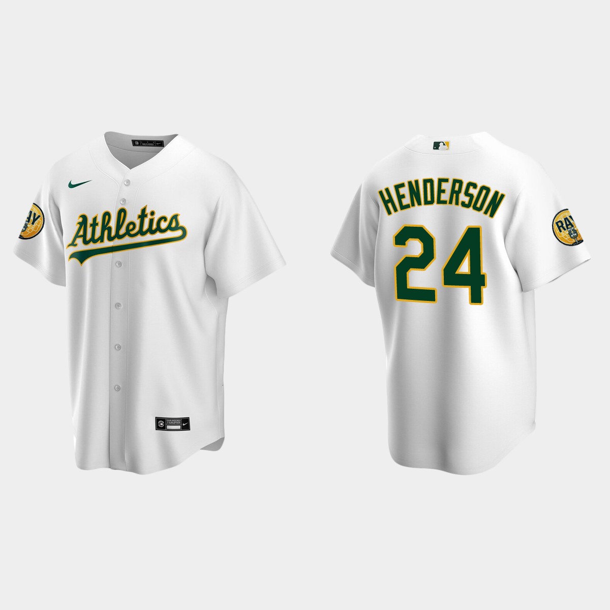 Rickey Henderson Oakland Athletics Ray Fosse Patch Jersey - White