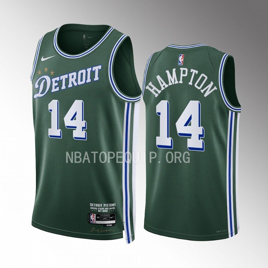 RJ Hampton Detroit Pistons Green #14 City Edition Jersey Swingman