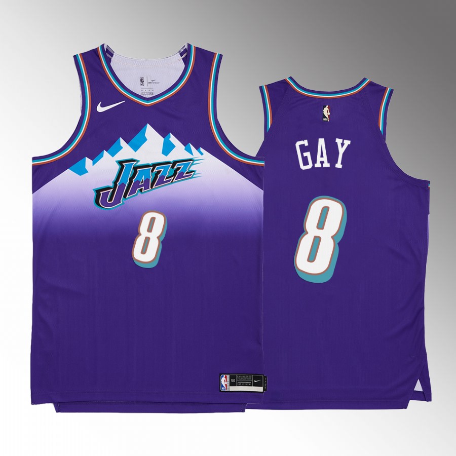Rudy Gay Utah Jazz Purple #8 Hardwood Classics Jersey HWC 90s