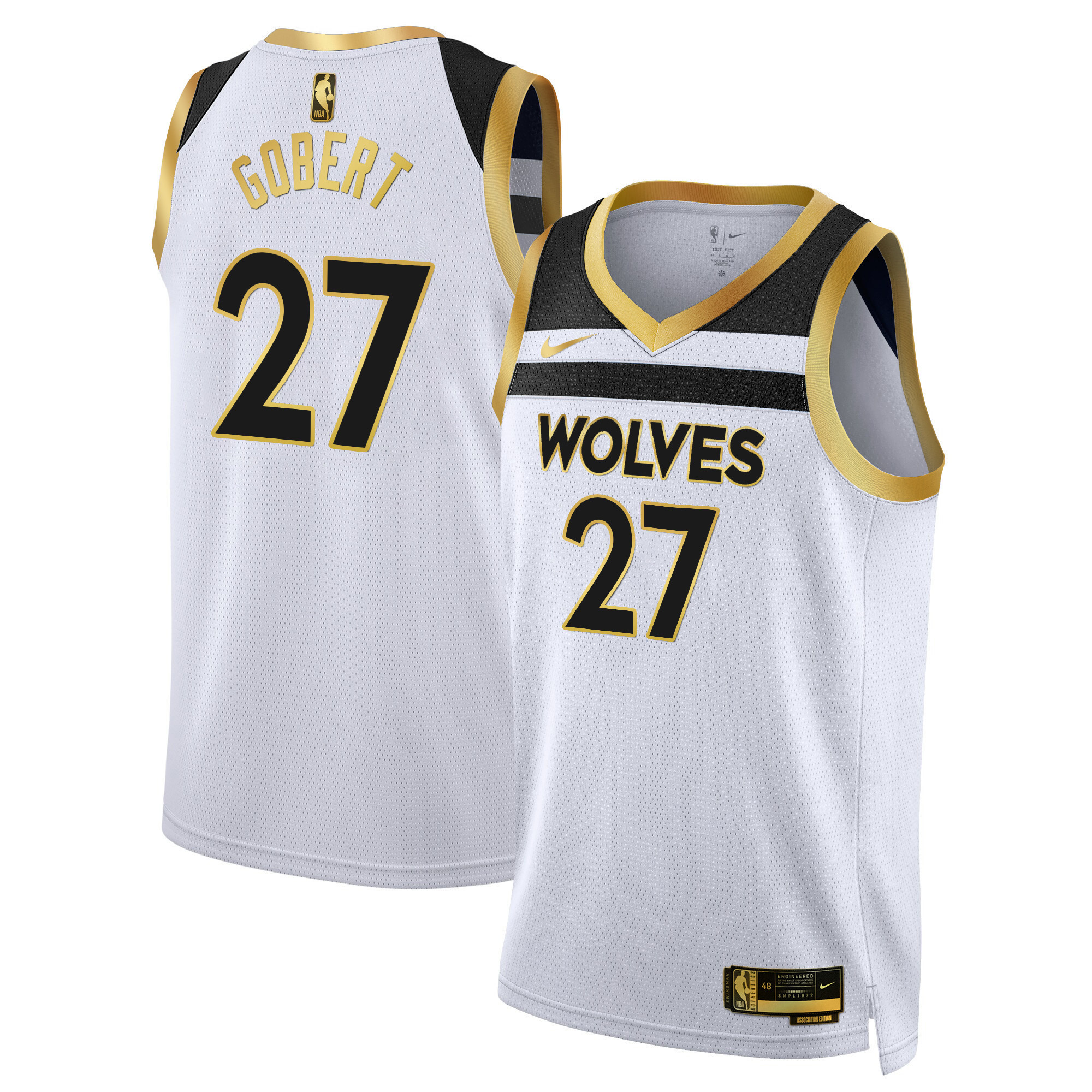 Rudy Gobert Men's Minnesota Timberwolves Swingman V3 White Gold Jersey - All Stitched