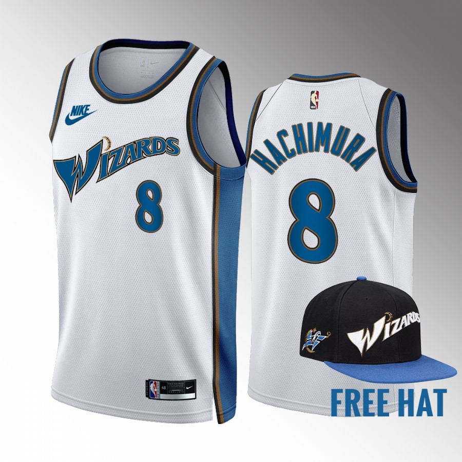 Rui Hachimura Washington Wizards White #8 Classic Edition Jersey Free Hat