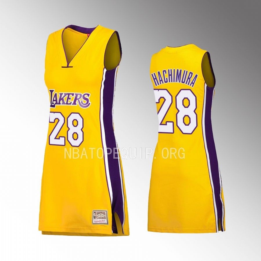 Rui Hachimura Los Angeles Lakers #28 1999 Hardwood Classics Jersey Gold Name Number Dress Women