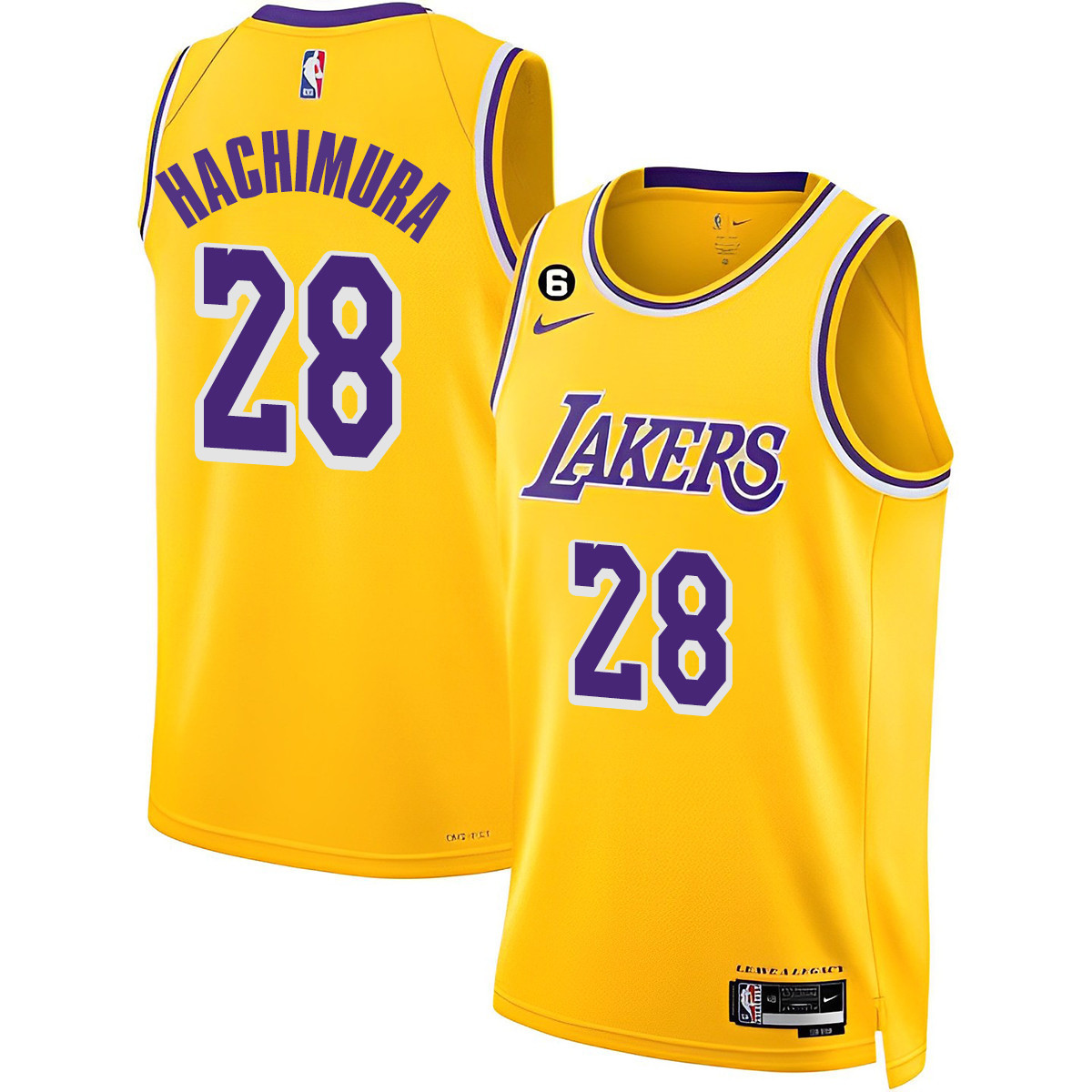 Rui Hachimura Men's Los Angeles Lakers Collection Gold Jersey - All Stitched