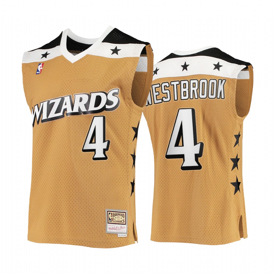 Russell Westbrook 4 Washington Wizards Rare Vintage Gold Jersey HWC Stars