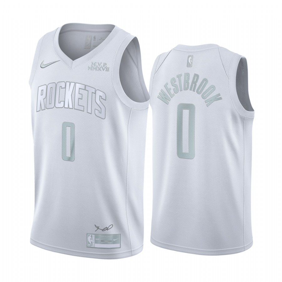 Russell Westbrook Houston Rockets White MVP #0 Jersey