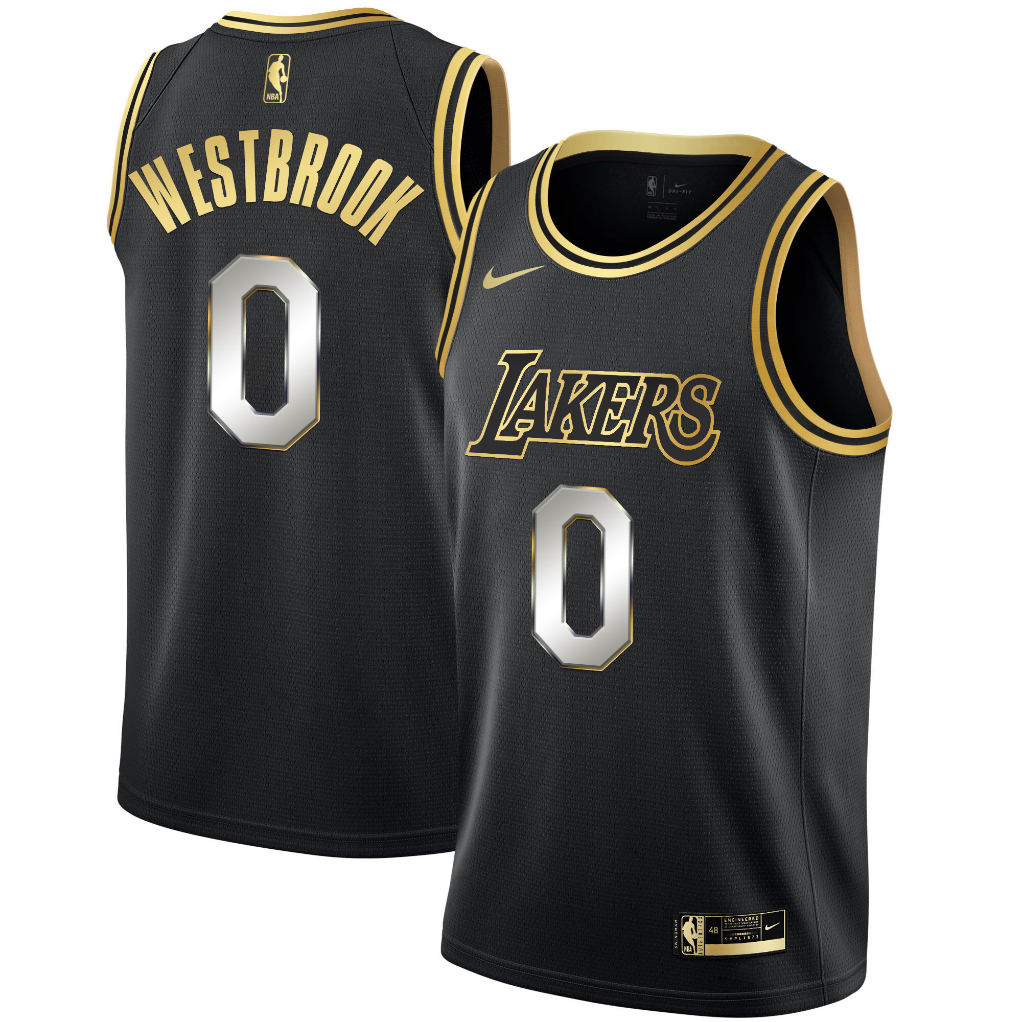Russell Westbrook Men's Los Angeles Lakers Black Limited & Black Gold Jersey - All Stitched