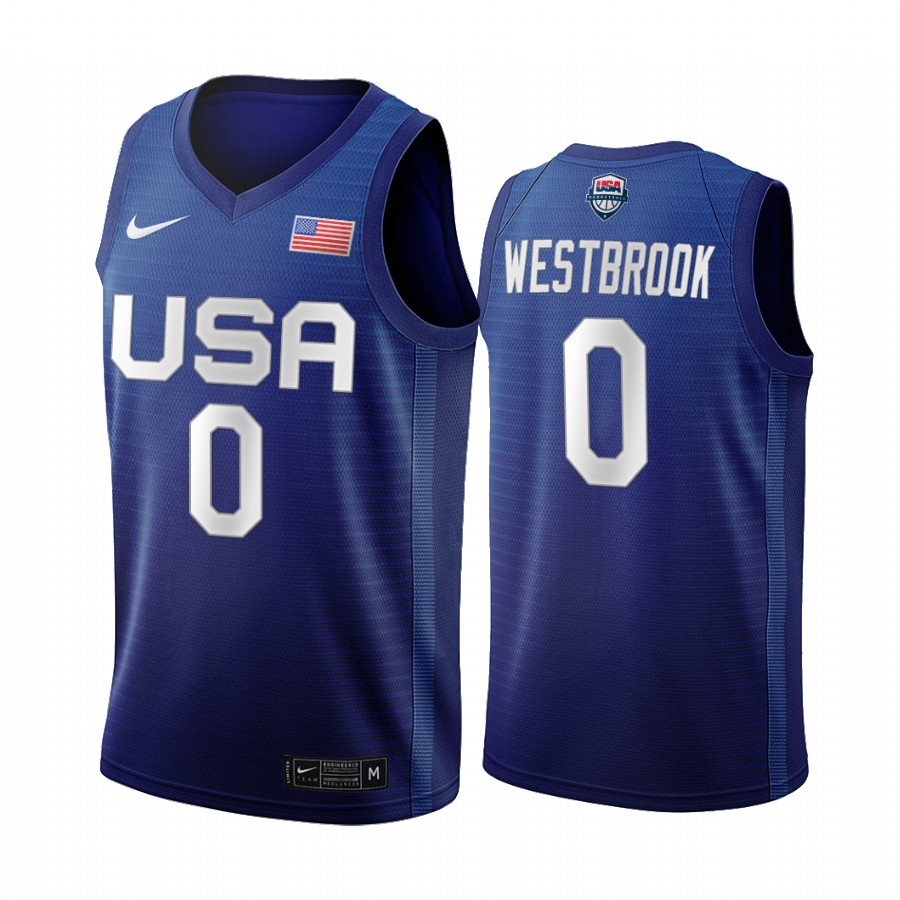 Russell Westbrook USA Men's National Team #0 Navy Tokyo Olympics Houston Rockets Jersey