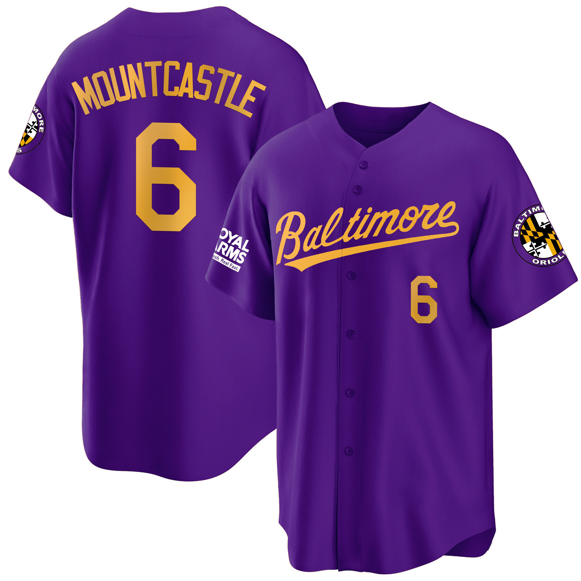 Ryan Mountcastle Men’s Baltimore Orioles Gold Cool Purple Gold Jersey - All Stitched