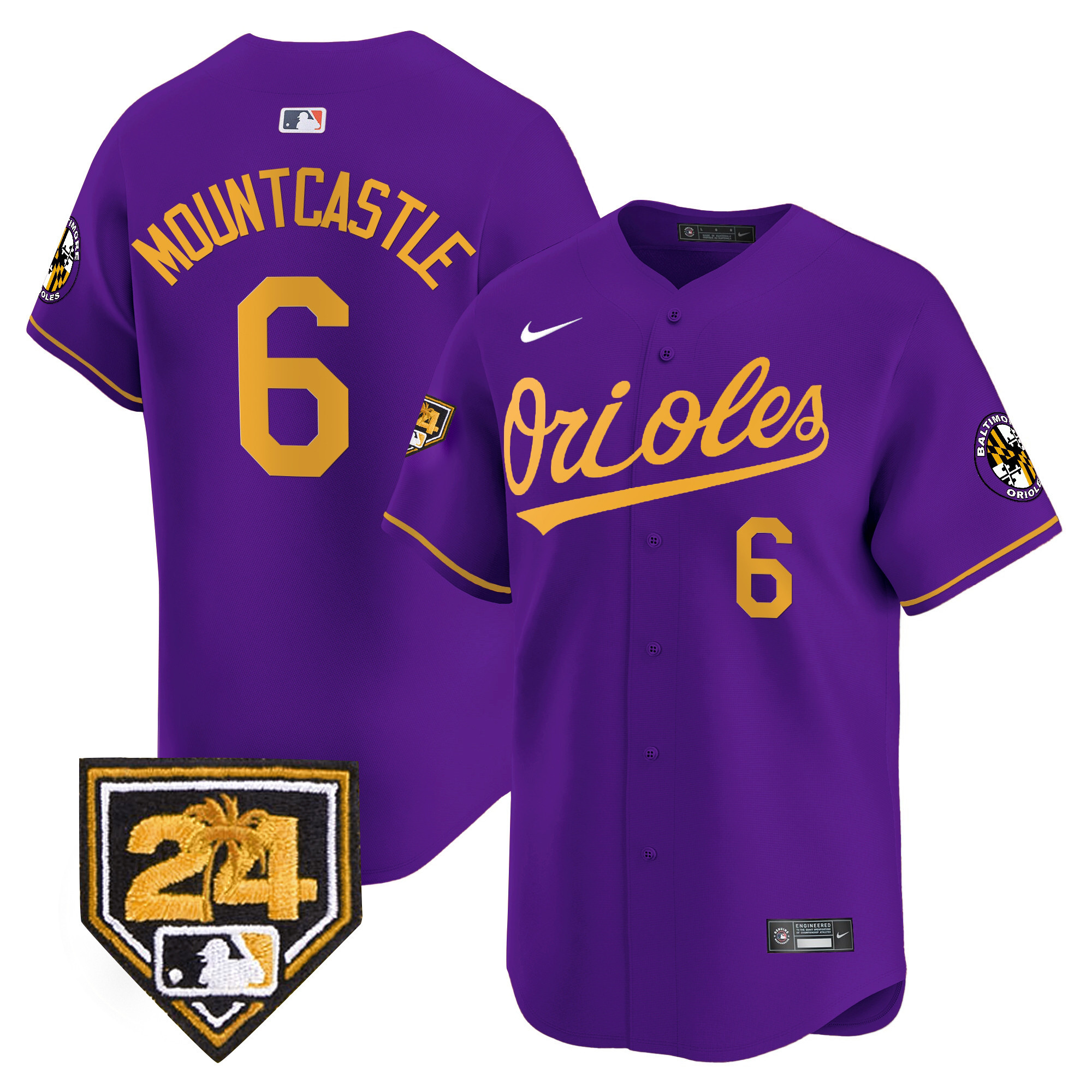 Ryan Mountcastle Men's Baltimore Orioles Spring Training Patch Vapor Premier Limited Purple Gold Jersey - All Stitched