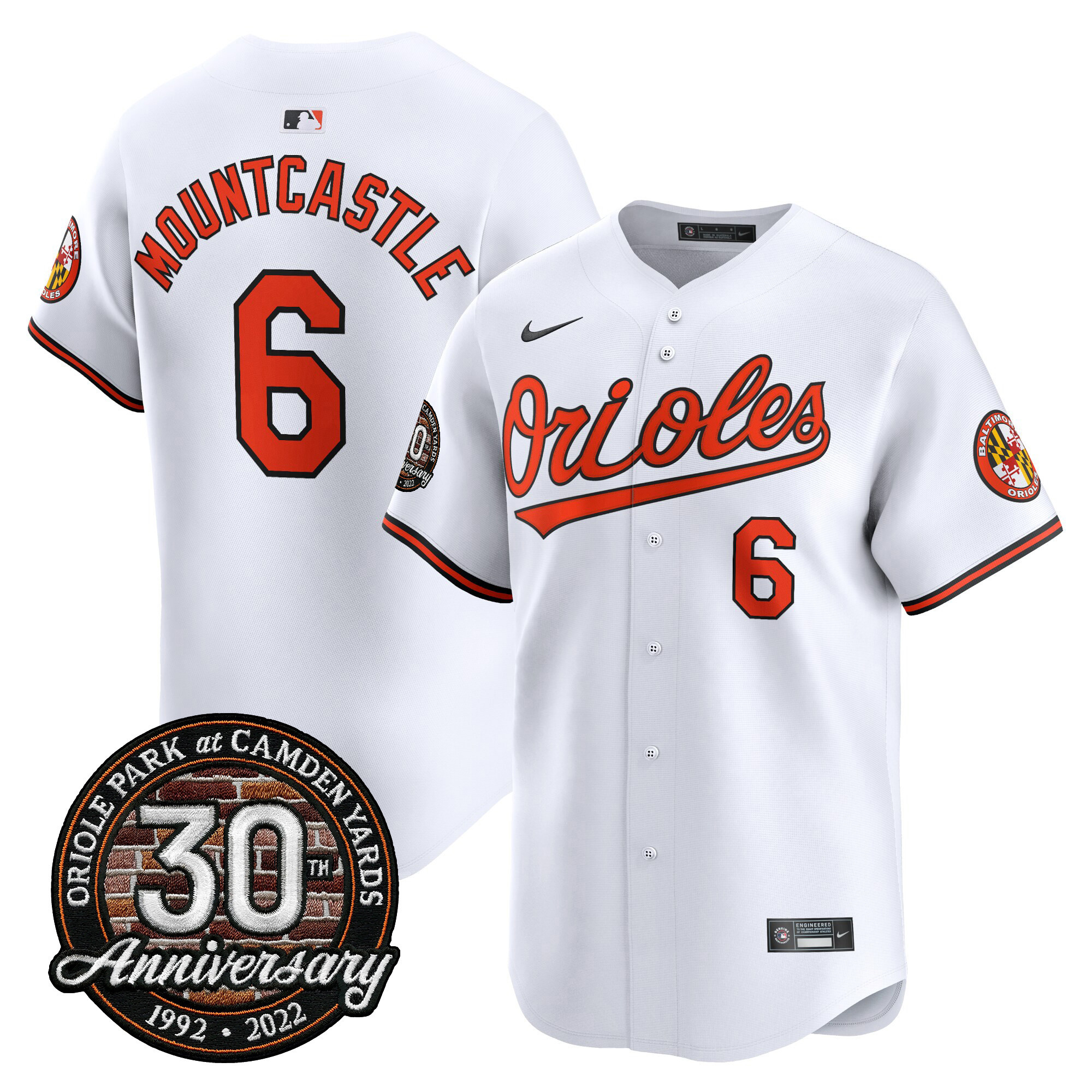 Ryan Mountcastle Men’s Baltimore Orioles Camden Yards 30th Anniversary Patch Vapor Premier Limited White Jersey - All Stitched