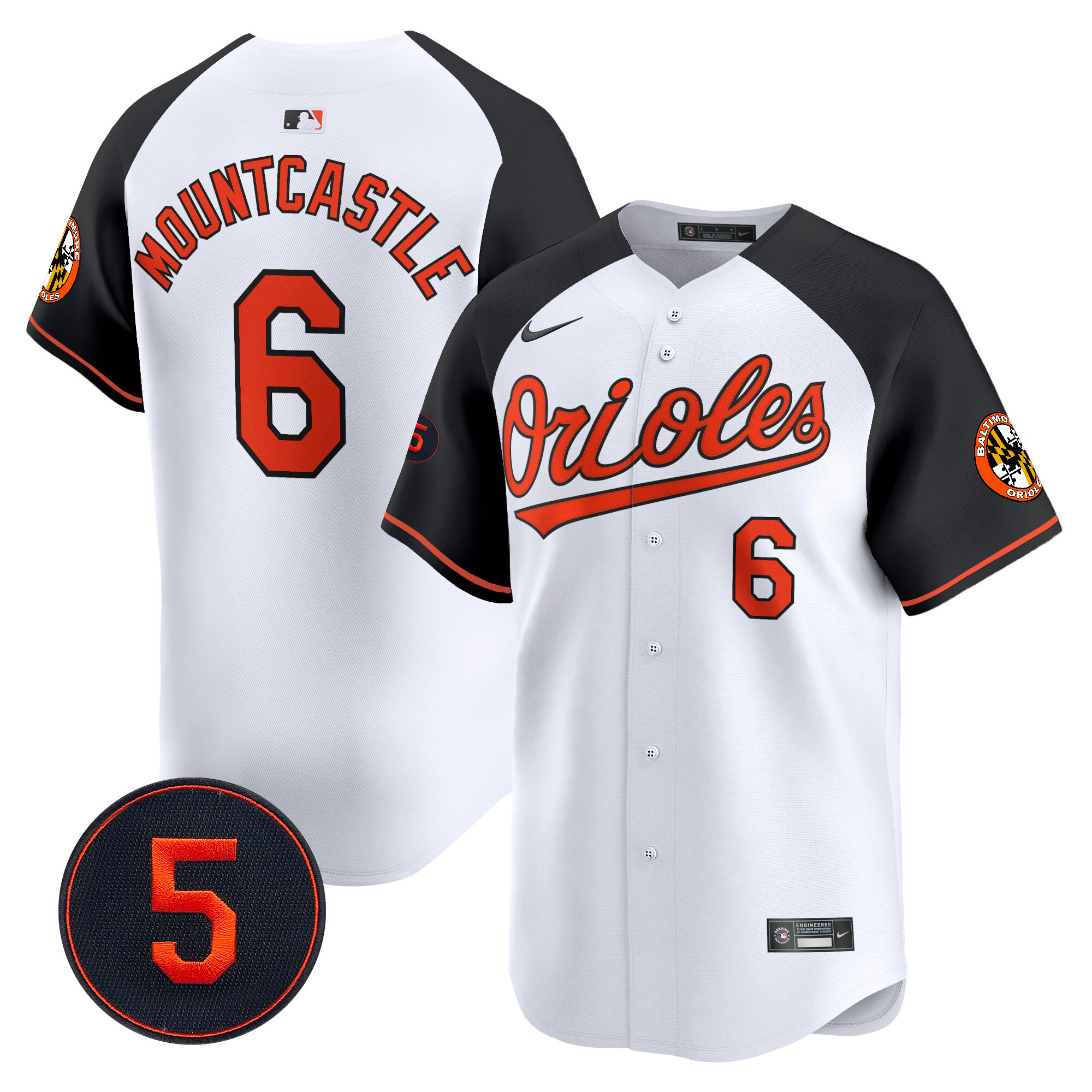 Ryan Mountcastle Men’s Baltimore Orioles Robinson Patch Vapor Premier Limited V2 White Alternate Jersey - All Stitched