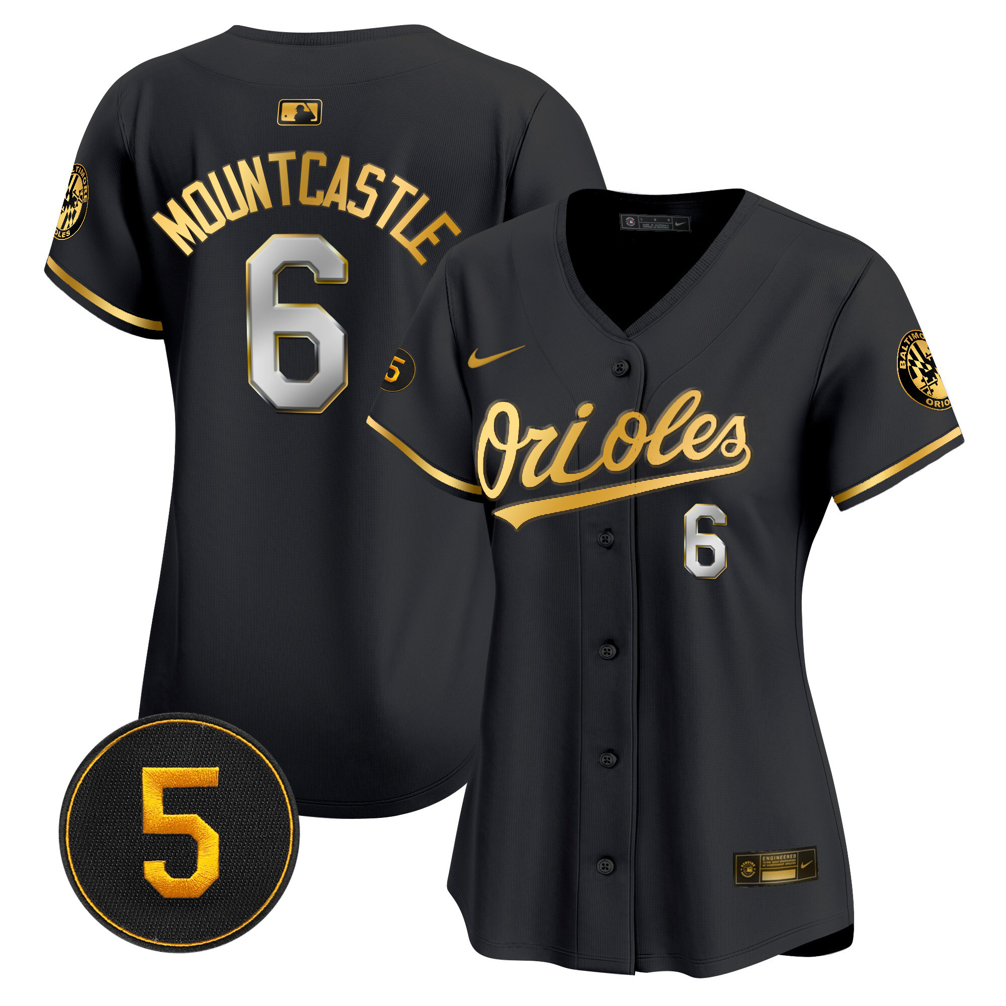 Ryan Mountcastle Women’s Baltimore Orioles Robinson Patch Vapor Premier Limited Black Limited Jersey - All Stitched