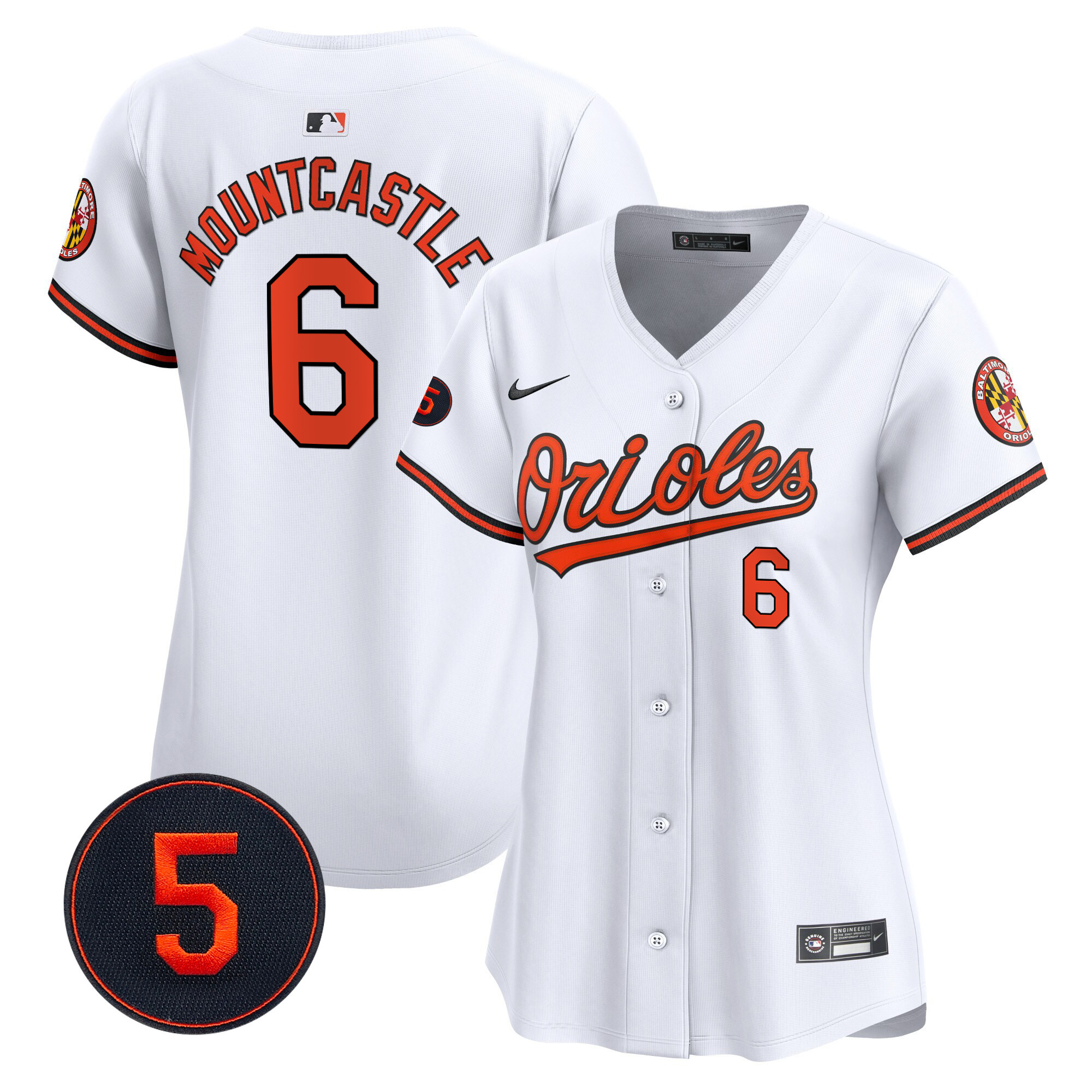 Ryan Mountcastle Women’s Baltimore Orioles Robinson Patch Vapor Premier Limited White Jersey - All Stitched