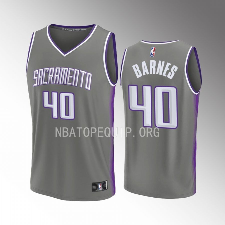 Sacramento Kings #40 Harrison Barnes City Edition Jersey Fastbreak Grey