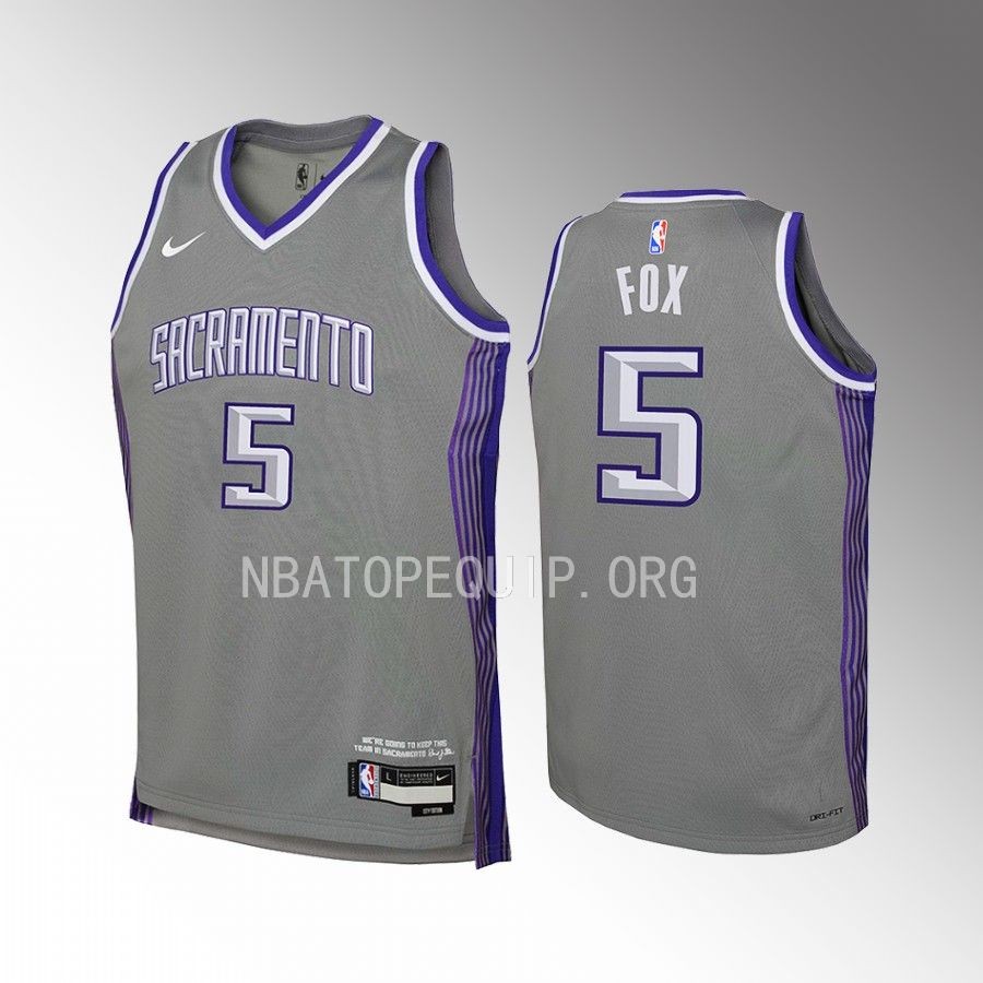 Sacramento Kings De'Aaron Fox City Edition Grey Youth Jersey Swingman #5
