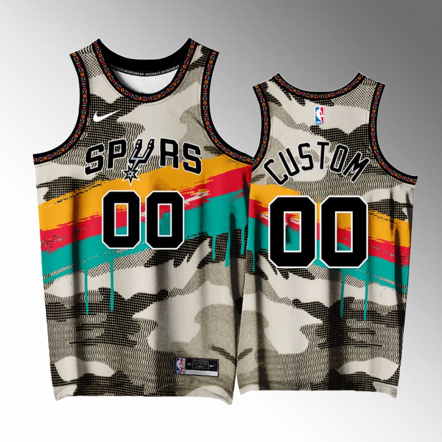 San Antonio Spurs #00 custom Fiesta Camo Jersey Exclusive Edition