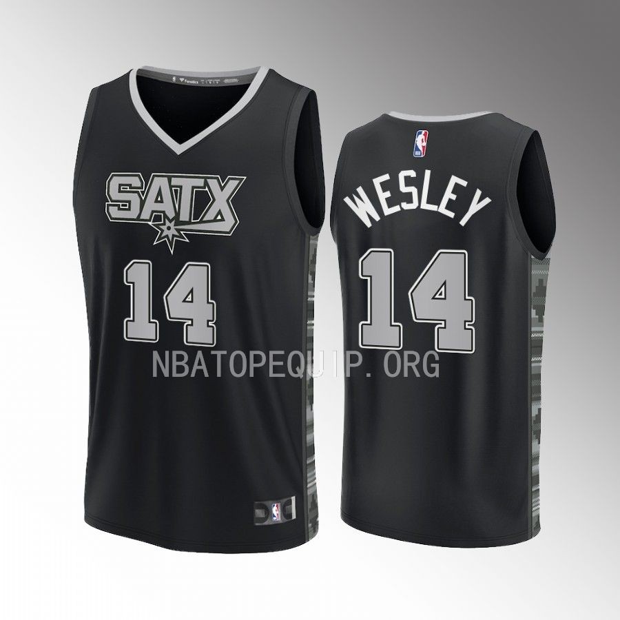 San Antonio Spurs #14 Blake Wesley Statement Edition Jersey Fast Break Black