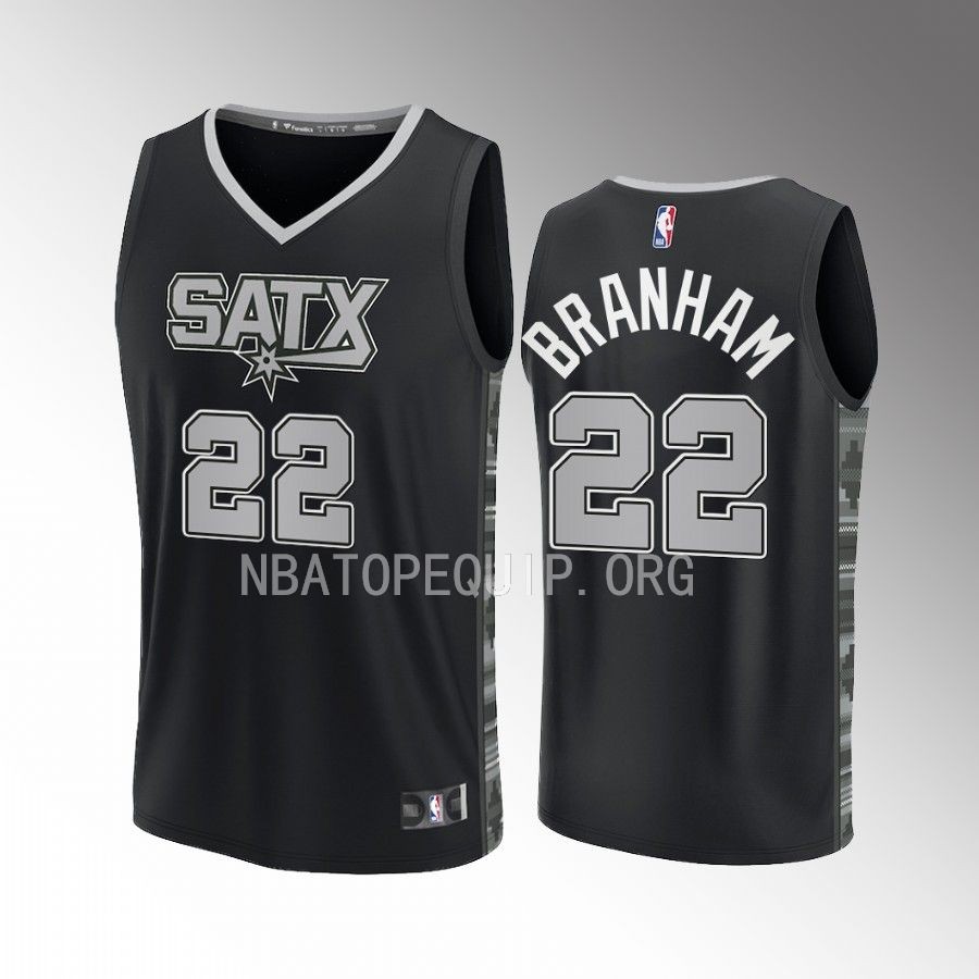 San Antonio Spurs #22 Malaki Branham Statement Edition Jersey Fast Break Black