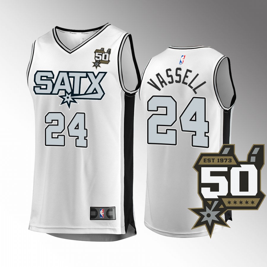 San Antonio Spurs #24 Devin Vassell Fast Break Jersey 50th Anniversary White Association Edition