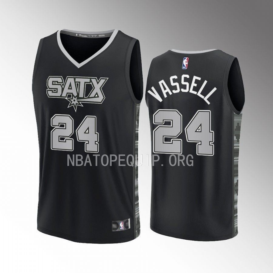 San Antonio Spurs #24 Devin Vassell Statement Edition Jersey Fast Break Black