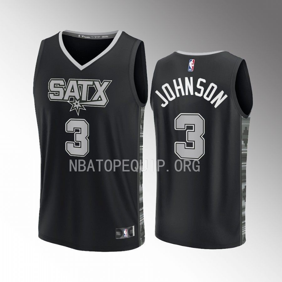 San Antonio Spurs #3 Keldon Johnson Statement Edition Jersey Fast Break Black