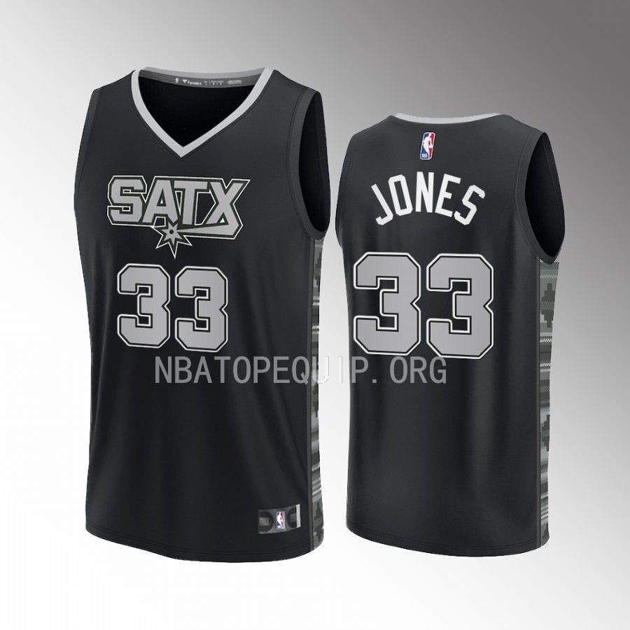 San Antonio Spurs #33 Tre Jones Statement Edition Jersey Fast Break Black