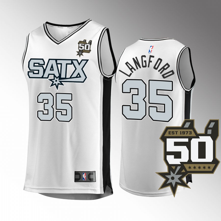 San Antonio Spurs #35 Romeo Langford Fast Break Jersey 50th Anniversary White Association Edition