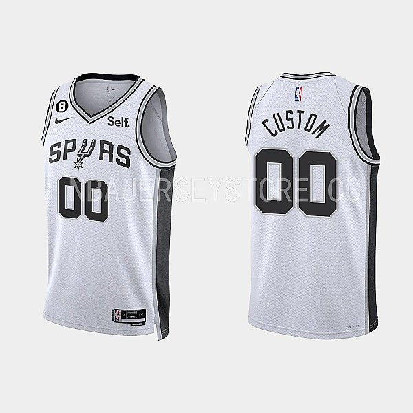 San Antonio Spurs Custom 00 Association Edition White Men Jersey Swingman