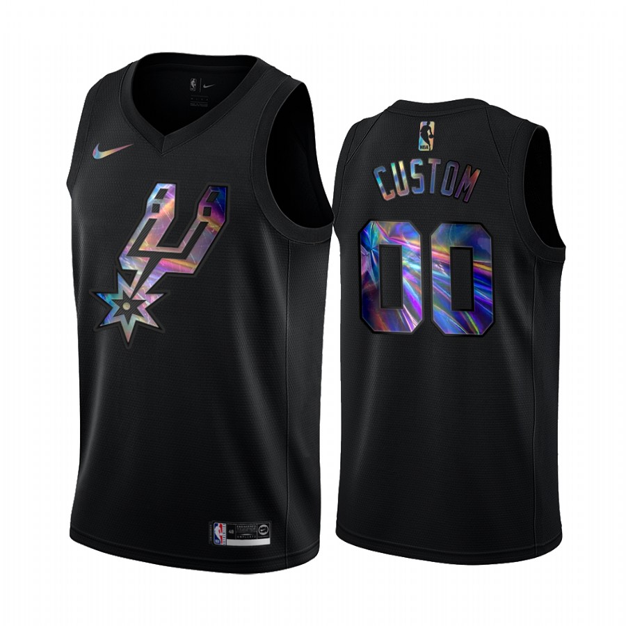 San Antonio Spurs Custom #00 Jersey Iridescent HWC Collection Black Limited