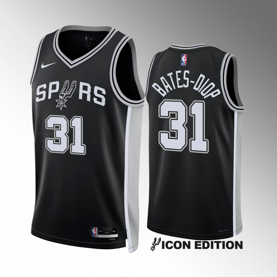 San Antonio Spurs Keita Bates-Diop Icon Edition Black #31 Jersey Swingman