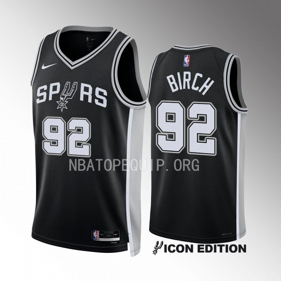 San Antonio Spurs Khem Birch Icon Edition Black #92 Jersey Swingman