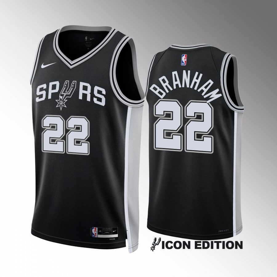 San Antonio Spurs Malaki Branham Icon Edition Black #22 Jersey Swingman