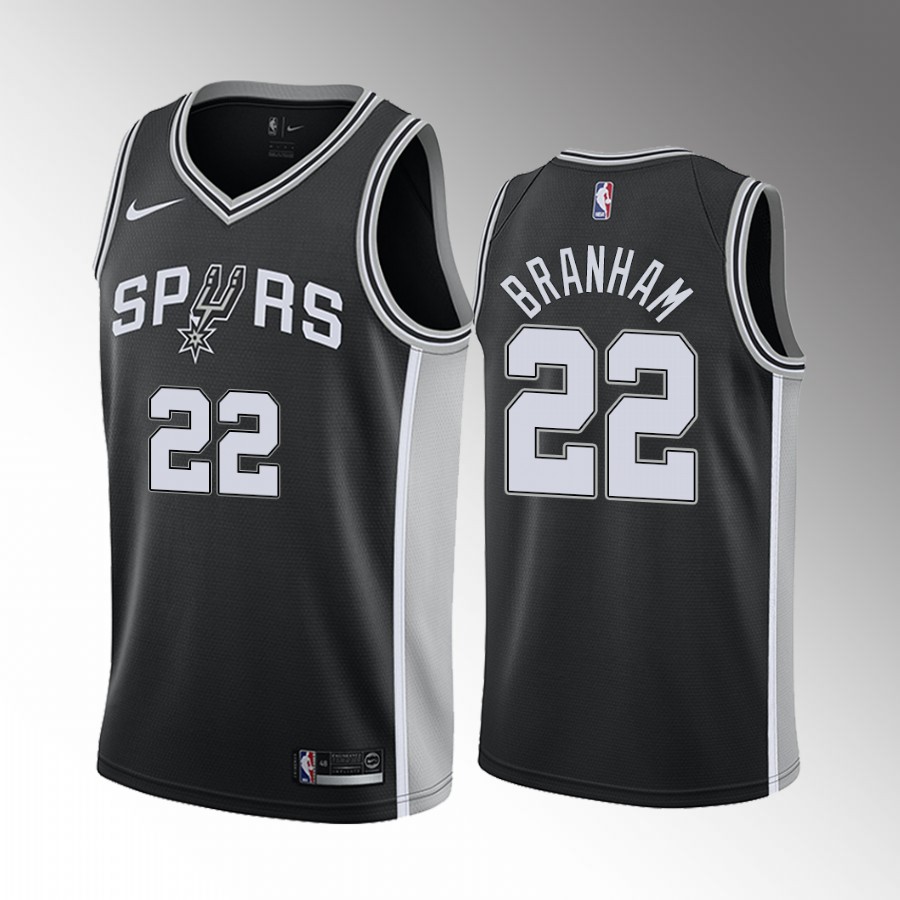 San Antonio Spurs Malaki Branham Draft #22 Black Jersey Icon Edition Ohio State Buckeyes