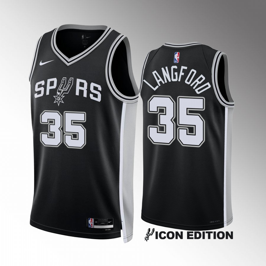 San Antonio Spurs Romeo Langford Icon Edition Black #35 Jersey Swingman