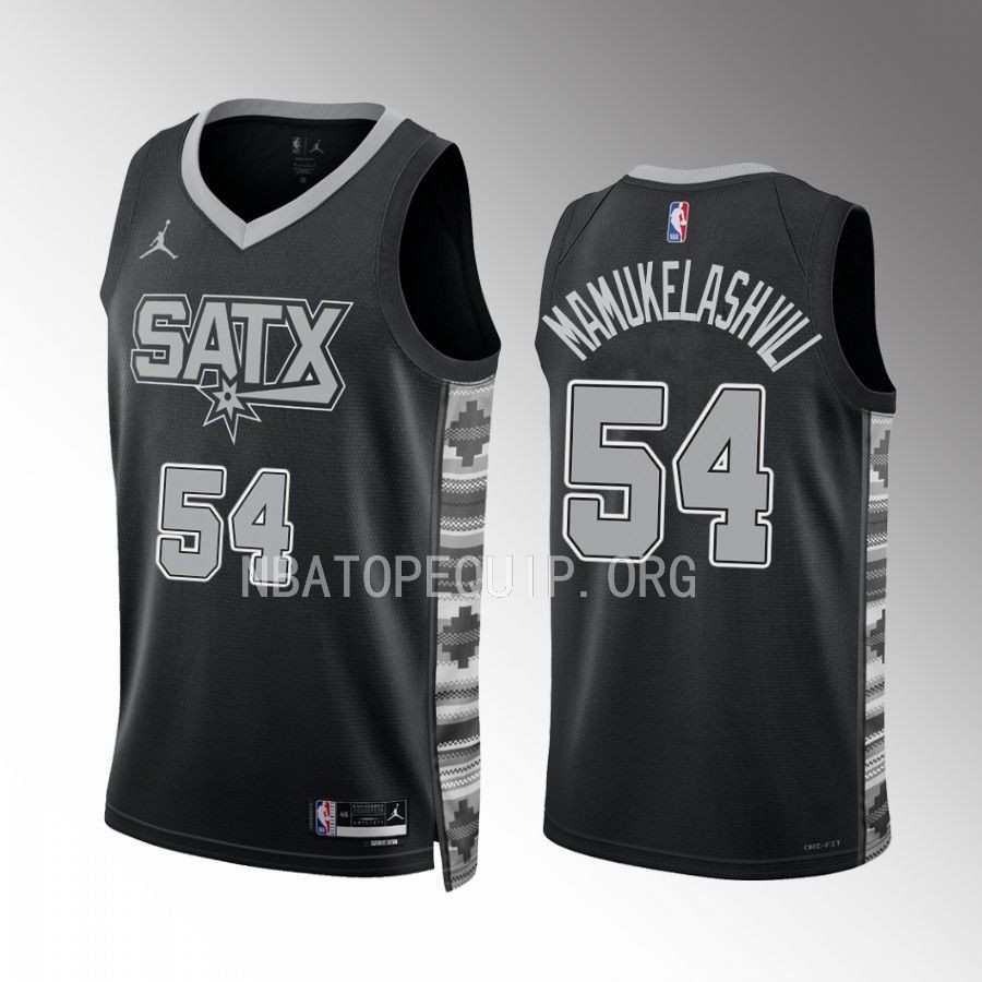 San Antonio Spurs Sandro Mamukelashvili Statement Edition Black #54 Jersey Swingman