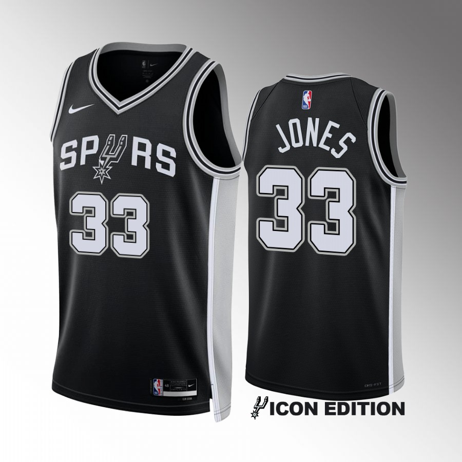San Antonio Spurs Tre Jones Icon Edition Black #33 Jersey Swingman