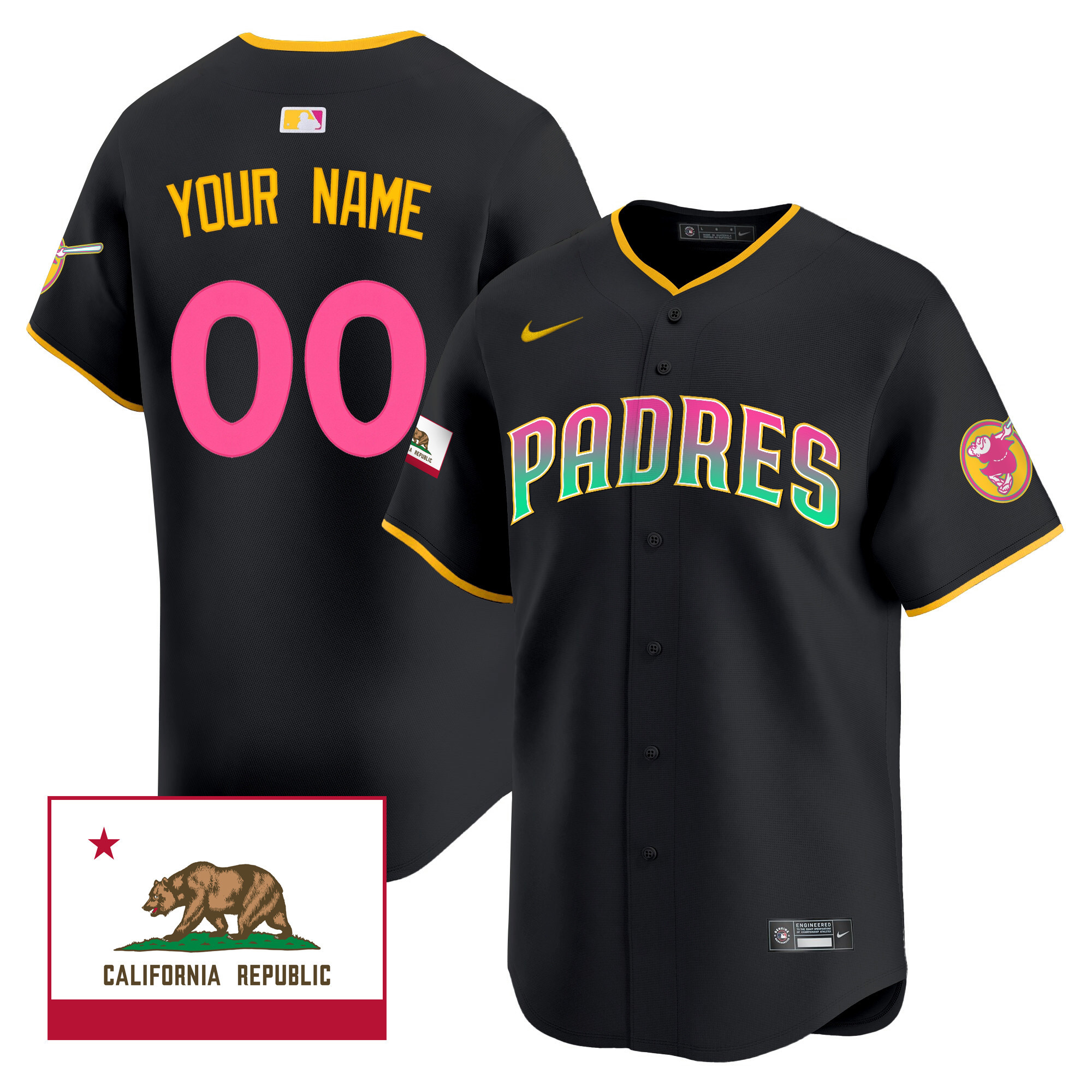 San Diego Padres San Diego City Style Vapor Premier Limited Custom V2 Black Jersey