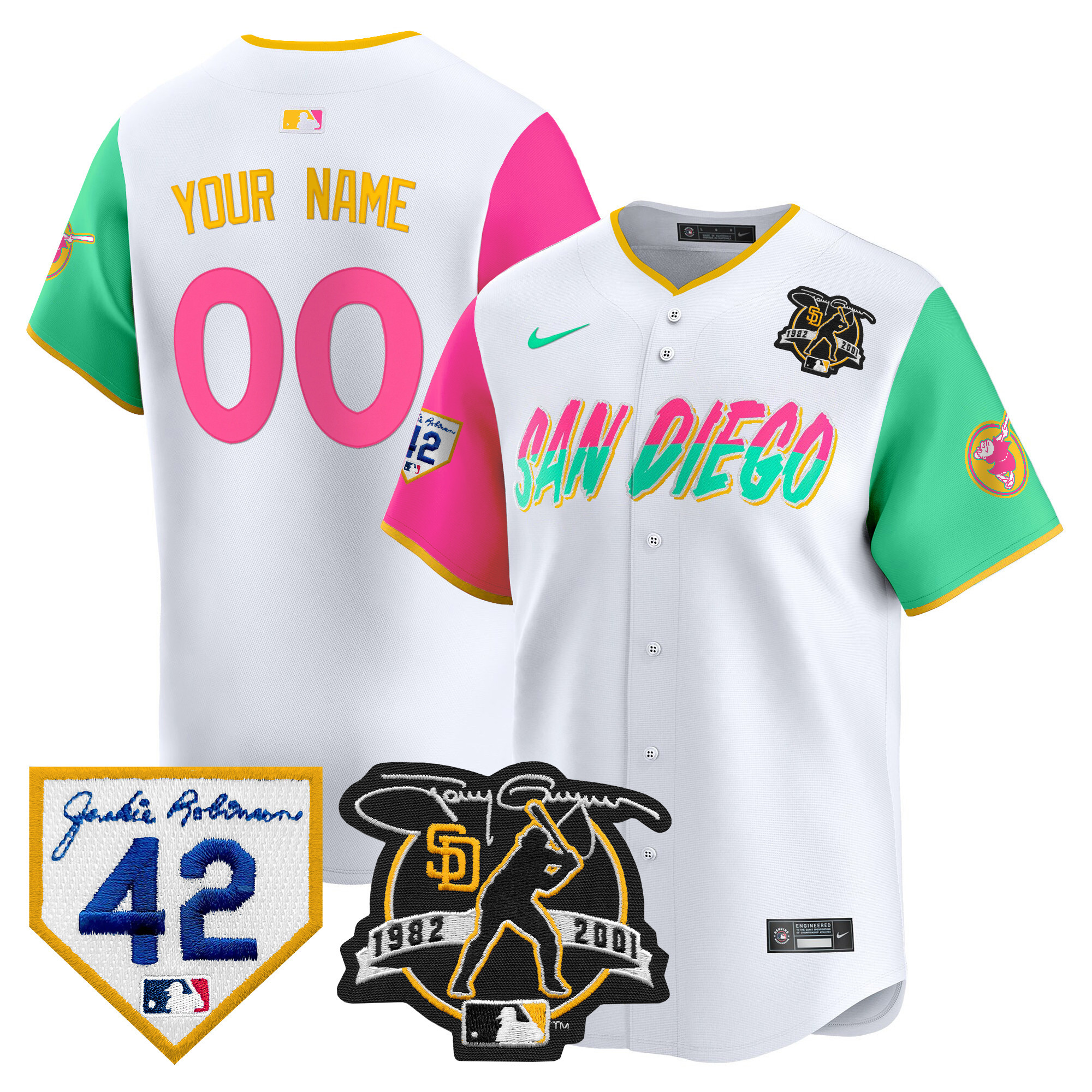 San Diego Padres Tony Gwynn & Robinson Patch Vapor Premier Limited Custom City Connect Jersey