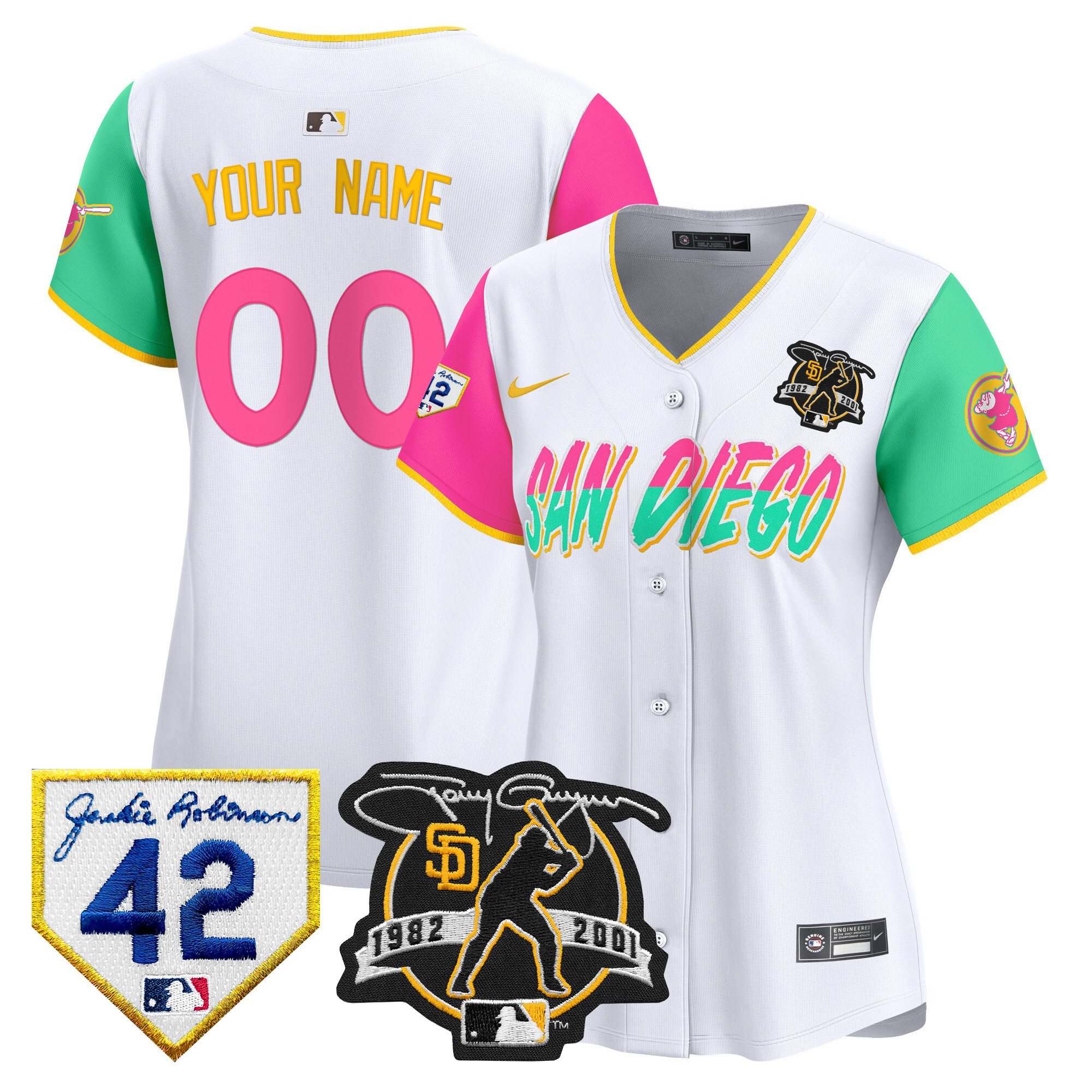 San Diego Padres Tony Gwynn & Robinson Patch Vapor Premier Limited Custom City Connect Jersey