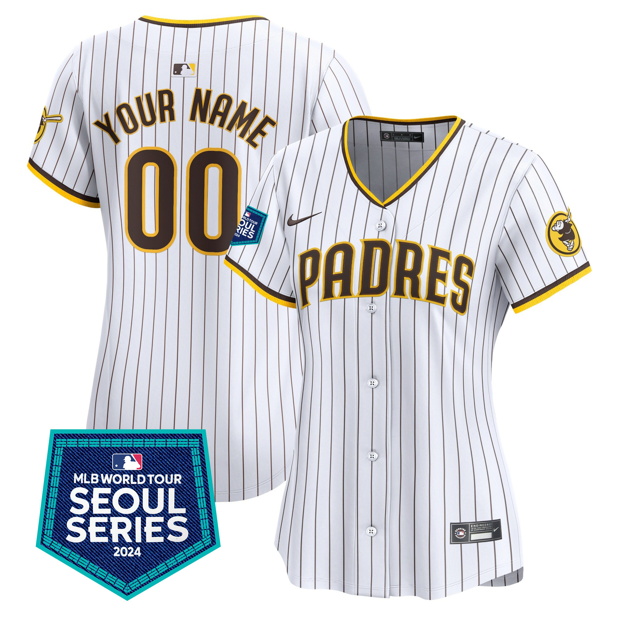 San Diego Padres World Tour Seoul Series Patch Vapor Premier Limited Custom White Jersey