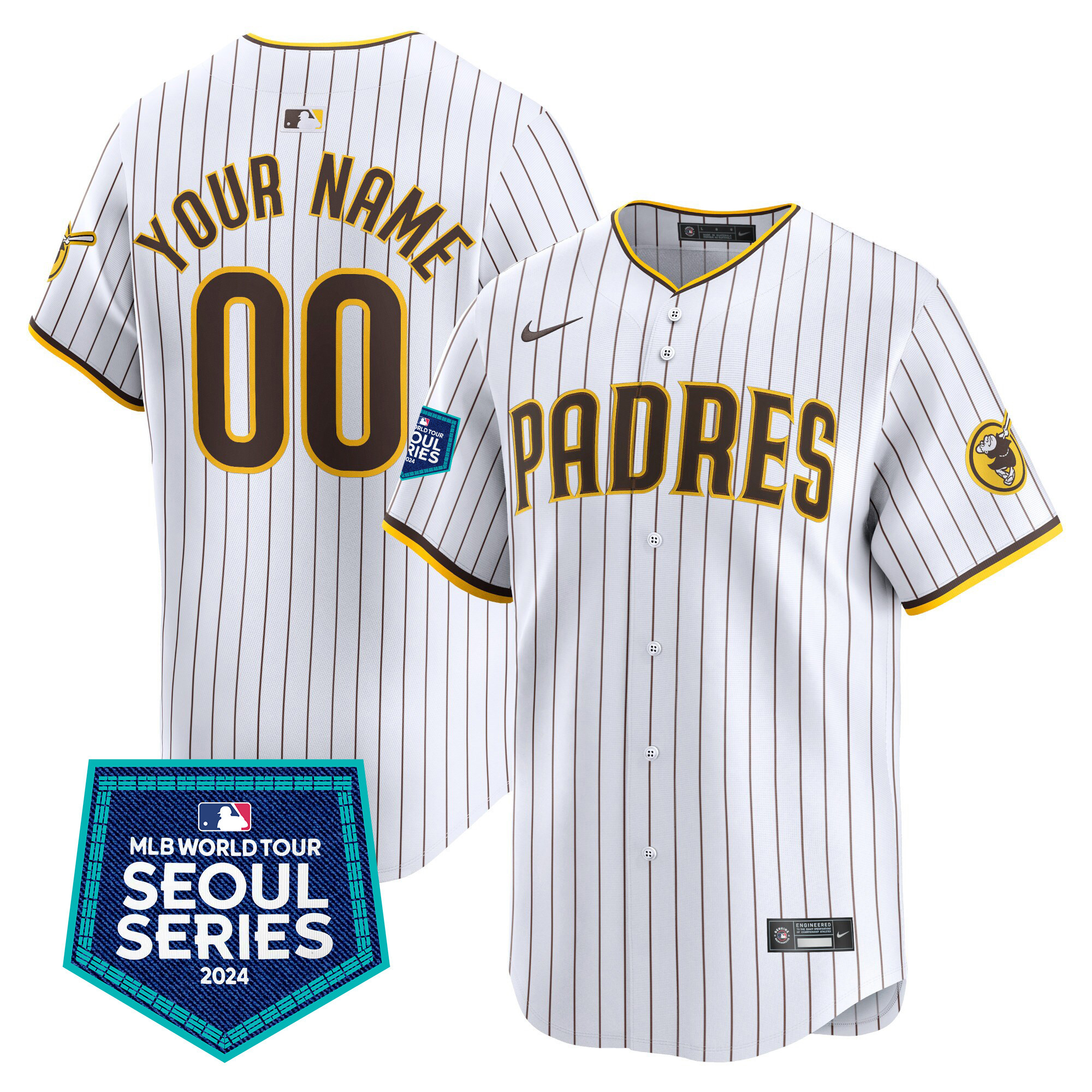 San Diego Padres World Tour Seoul Series Patch Vapor Premier Limited Custom White Jersey