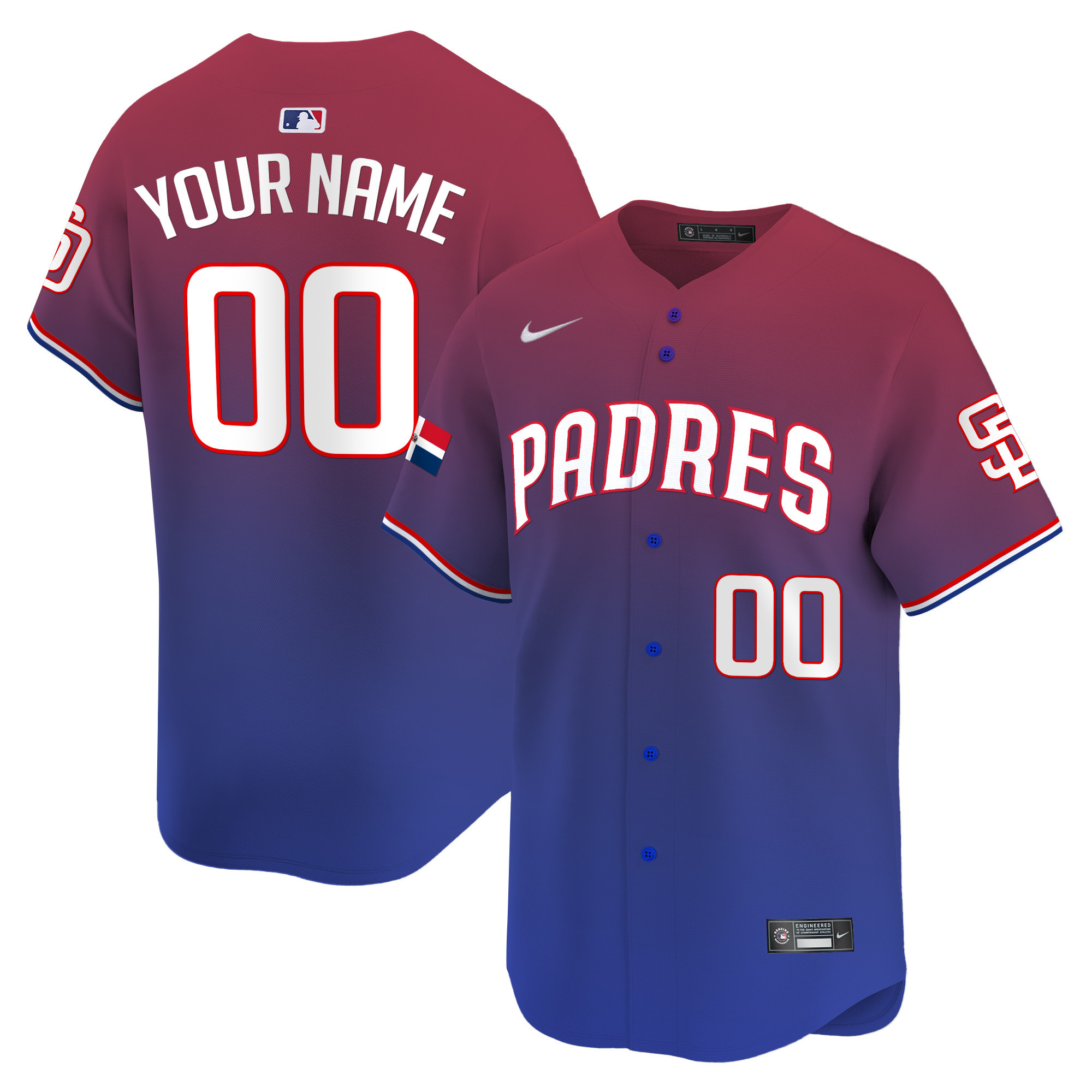 San Diego Padres Dominican Republic Vapor Premier Limited Custom Red Jersey
