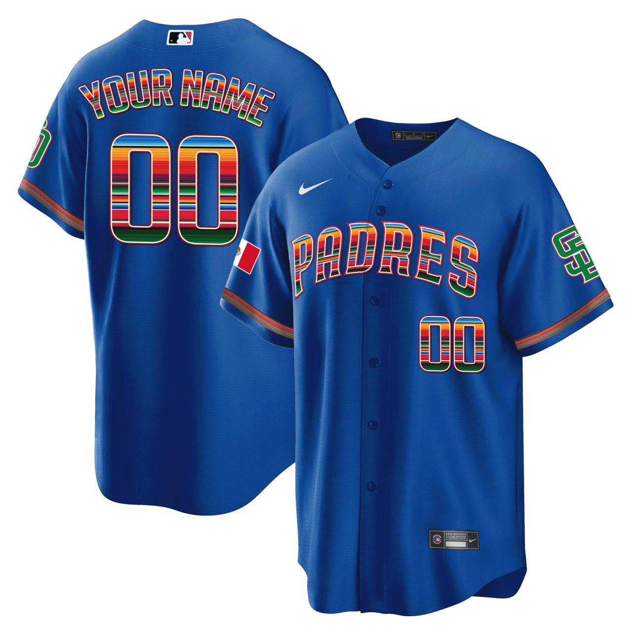San Diego Padres Mexico Blue Custom Cool Base Jersey