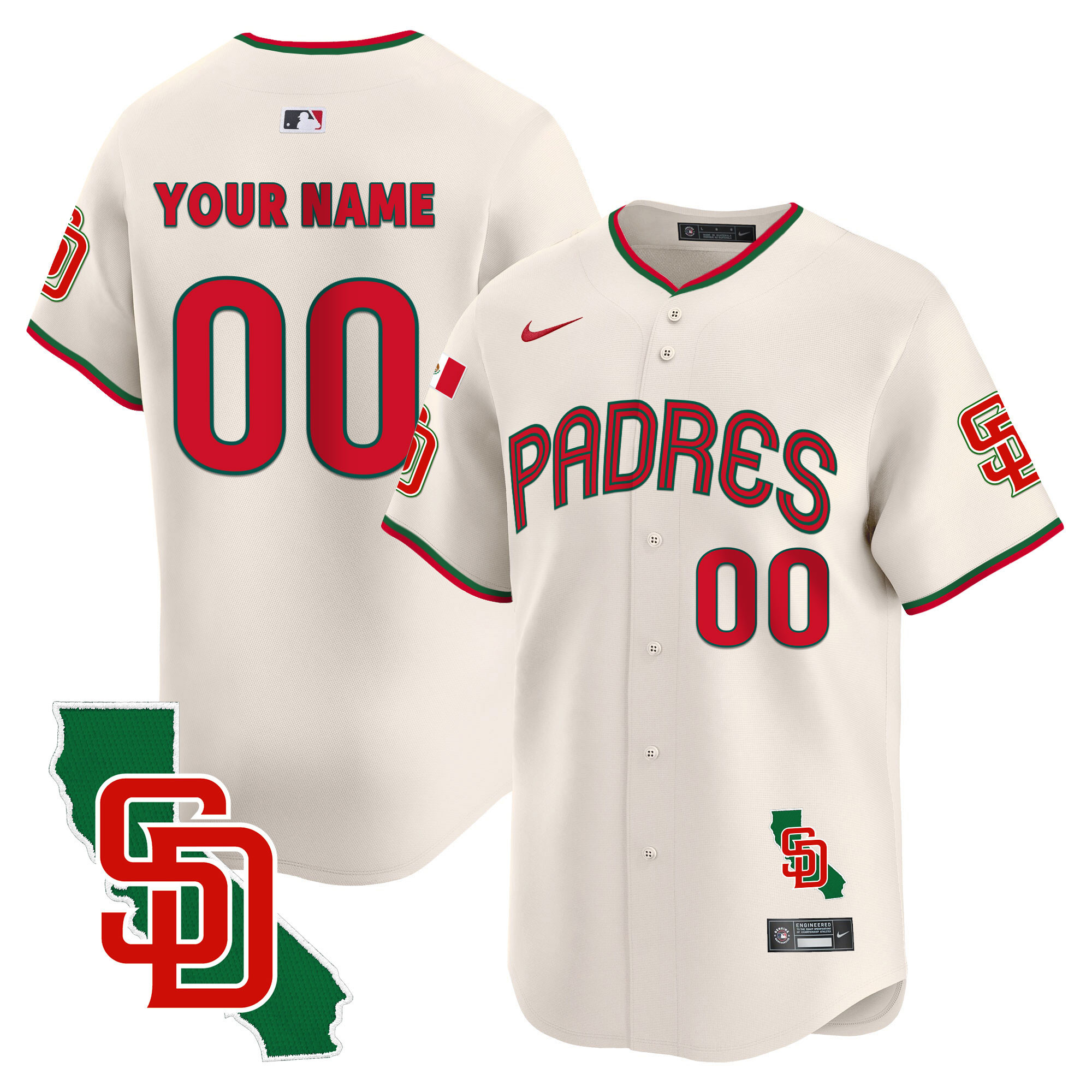 San Diego Padres Mexico California Patch Vapor Premier Limited Custom V4 Cream Jersey