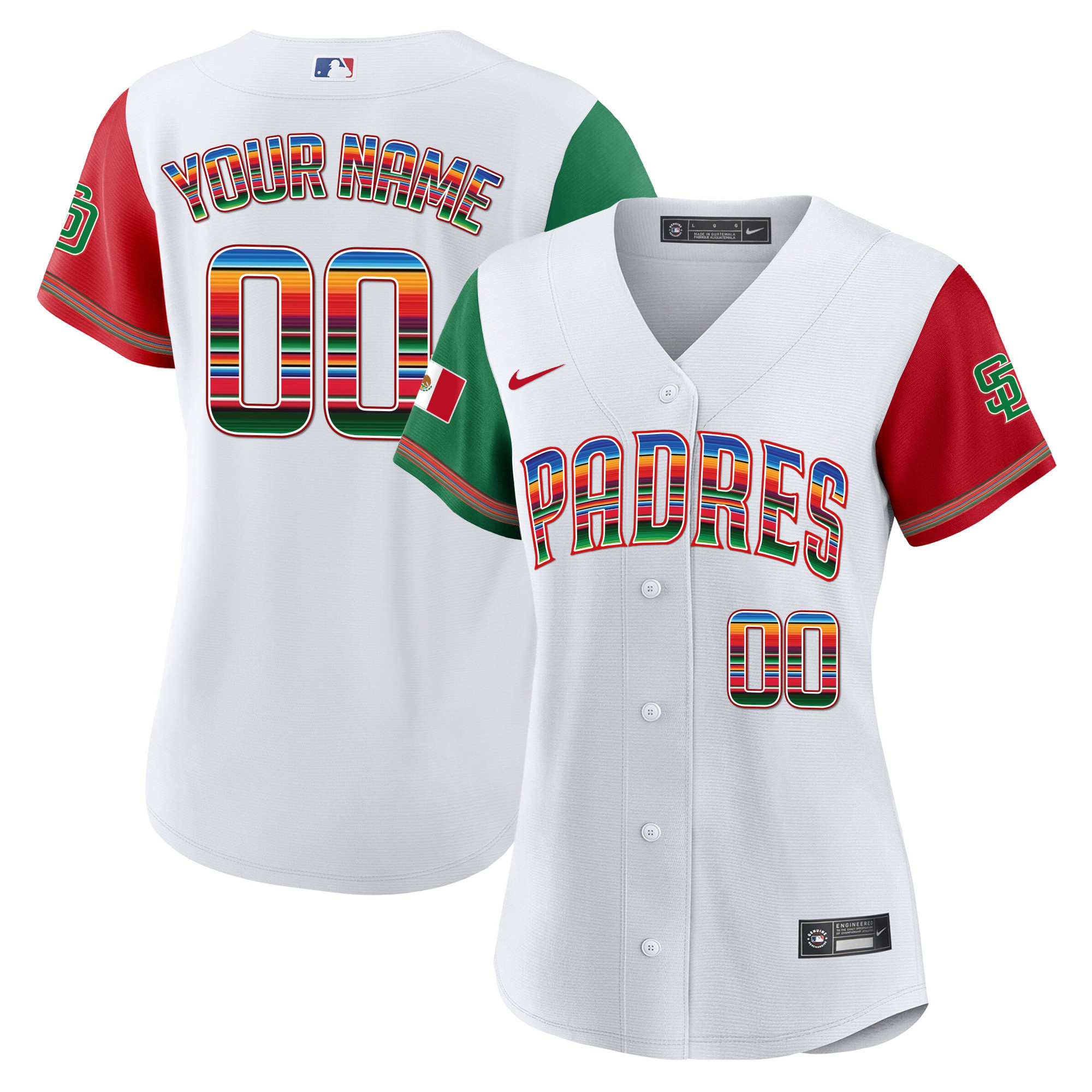 San Diego Padres Mexico Cool Base Limited Custom Color Sleeves Jersey