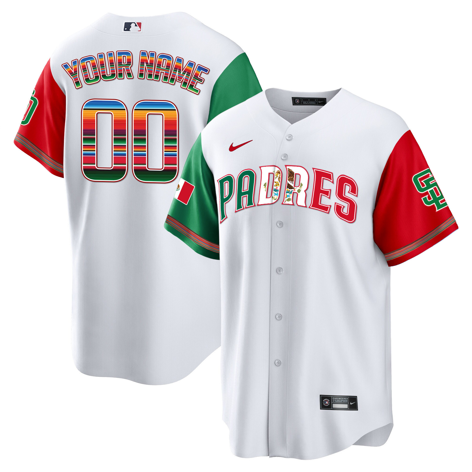 San Diego Padres Mexico Cool Base Limited Custom V2 Color Sleeves Jersey